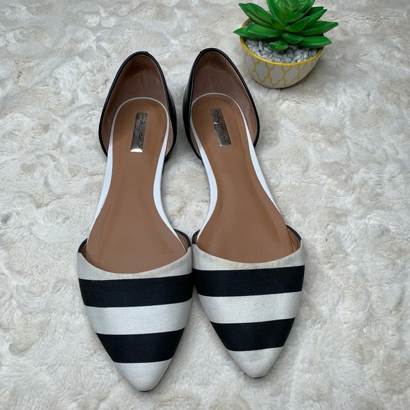 Halogen Kayla D’Orsay Black White Striped flats size 10